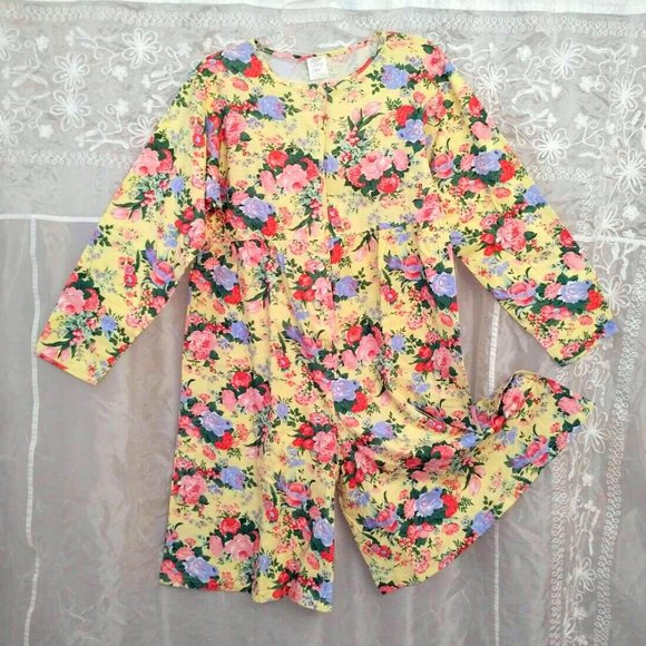 FLASH SALE! NEW! Vintage Floral Romper, Vanity Fair, Yellow, S/M - Picture 1 of 9